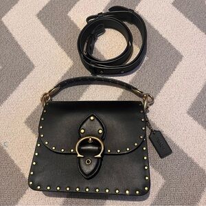 COACH Black brass Studded Beat Shoulder Bag 18